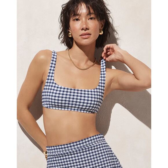 J. Crew NWT Square Neck High Waist Navy Gingham Plus Bikini Set Size 3X - Picture 1 of 9